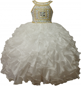 GIRLS RUFFLE DRESSES (IVO/GOLD) 0515741